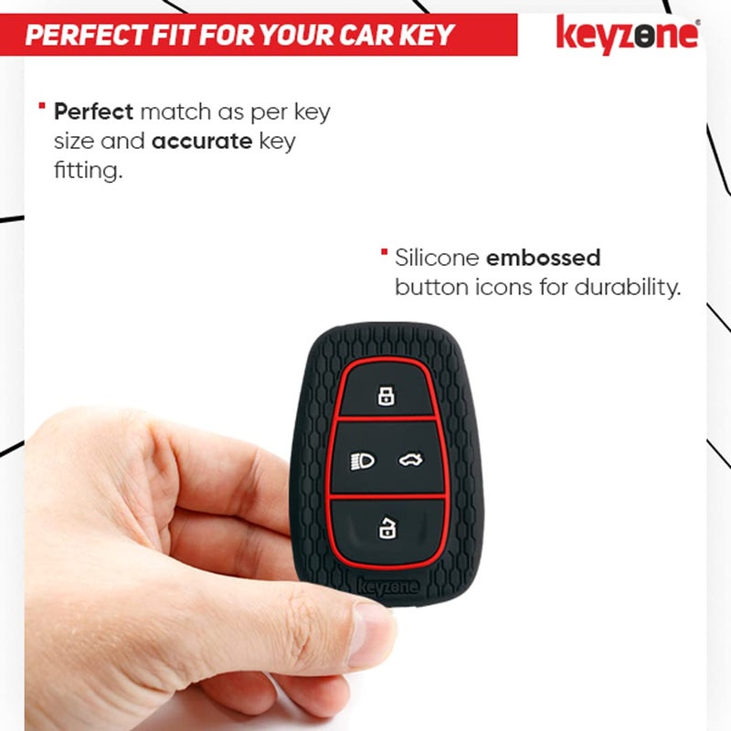 keyzone Striped Silicone Key Cover & Keychain Compatible forPunch EV,Altroz,Nexon EV,Punch,Tigor EV,Safari,Tiago EV,Nexon,Harrier,Tiago,Tigor 4 Button Smart Key(Blue with Blue Striped KH) - Image 3