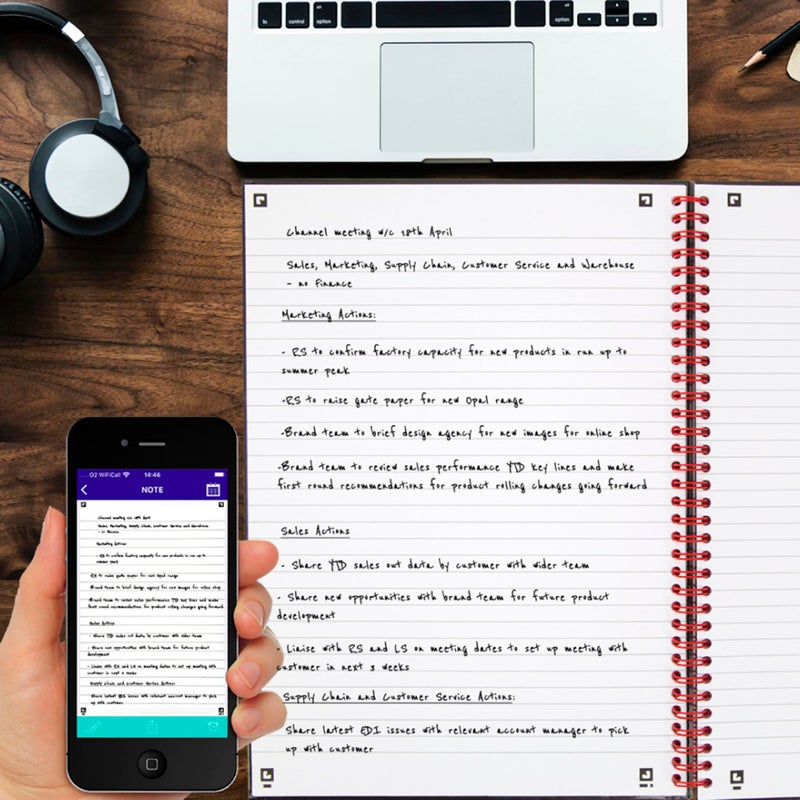 Black n' Red دفتر أسود وأحمر، مجلة أعمال، 8-1/4" × 5-1/4"، 70 ورقة، مخطط، ورق أوبتيك، تطبيق سكريبزي، غلاف صلب، مربوط بأسلاك، أسود (L67000) - Image 2