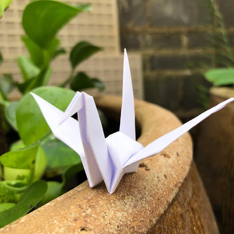 100PCS 59 Premade White Origami Cranes for Wedding Party Favor Table Centerpieces Decorations DIY Crane Bird Garlands Birthday Baby Shower Party Supplies