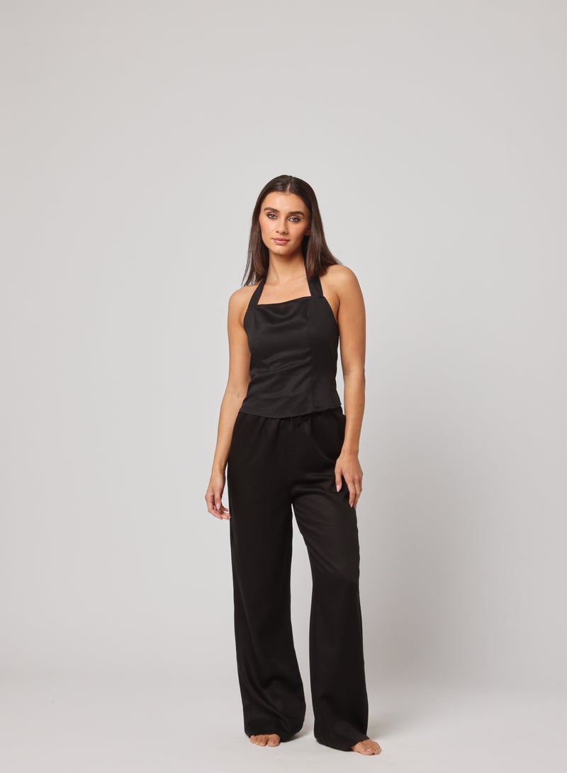 Ashita Fernandes Ashita Fernandes SAANJ Top for Women – Tailored Refined Silhouette in Premium Linen Blend | Lightweight, Breathable, Jet Black Elegance for Resort & Everyday Wear  - Image 5