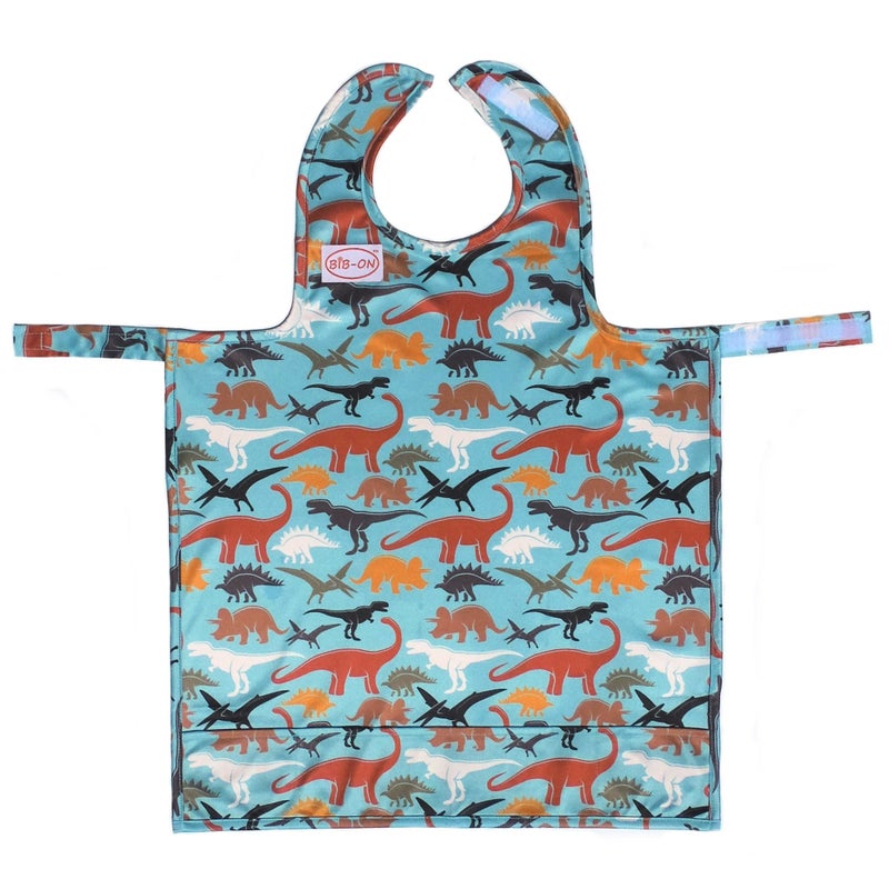 BIB-ON, Full-Coverage Bib and Apron Combination for Infant, Baby, Toddler Ages 0-4. (Dinosaurs) - Image 1