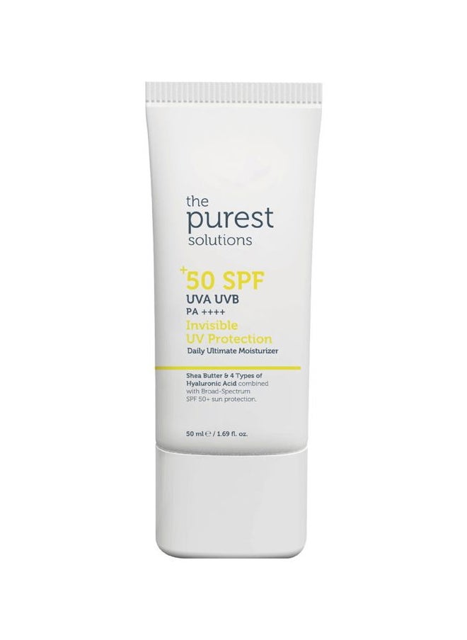 the purest solutions - Invisible UV Protection (Daily Intensive Moisturizer SPF 50+) - Hyaluronic Acid & Shea Butter for Daily Hydration - Sunscreen - Anti-Aging Care - All Skin Types (1.69 fl. oz) - Image 1