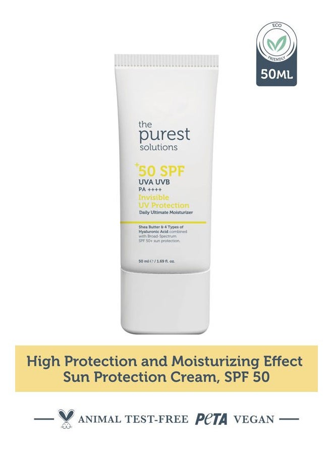 the purest solutions - Invisible UV Protection (Daily Intensive Moisturizer SPF 50+) - Hyaluronic Acid & Shea Butter for Daily Hydration - Sunscreen - Anti-Aging Care - All Skin Types (1.69 fl. oz) - Image 1