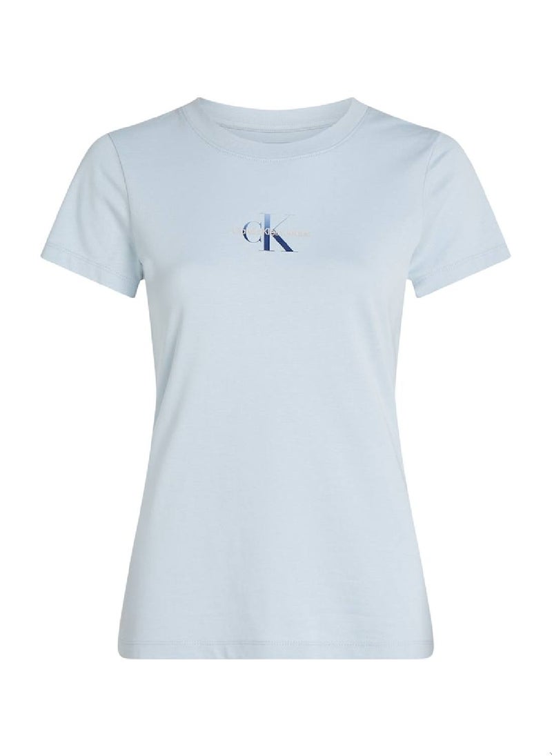 Women's Slim Monogram T-Shirt - Cotton, Blue - pzsku/Z6102ACB7217F21AF69EAZ/45/_/1738050933/291bd1ea-a80a-42cc-baf4-848f71245b7f