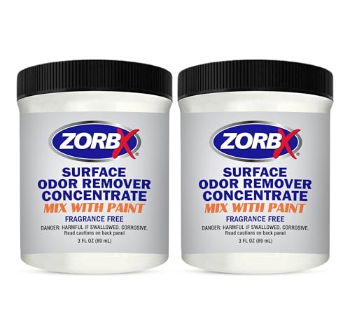 ZORBX 3 Oz Concentrate Surface Odor Remover Paint Additive - Mix 2 Jar in 4 Gallons of Paint for Wall, Ceiling & All Paintable Surface - Helps Remove Odor from Smoke, Mildew, Fire Damage, Cooking, Pet - Image 1