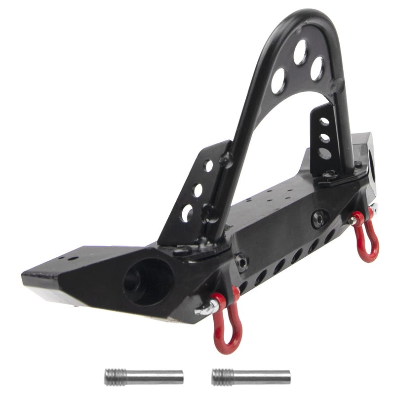 Share Goo ShareGoo Metal RC Crawler Front Bumper with Tow Hook Led Light Compatible with Axial SCX10 Jeep SCX10 II 90046 90047 Traxxas TRX-4 RC4WD D90 Redcat Gen8 1/10 RC Crawler Car (Black) - Image 1