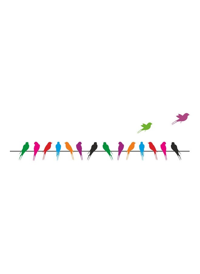 Decals Design Decals Design 'Colourful Birds with Long Tail on Wire' Wall Sticker (PVC Vinyl, 70 cm x 25 cm, Multicolour)  - Image 1