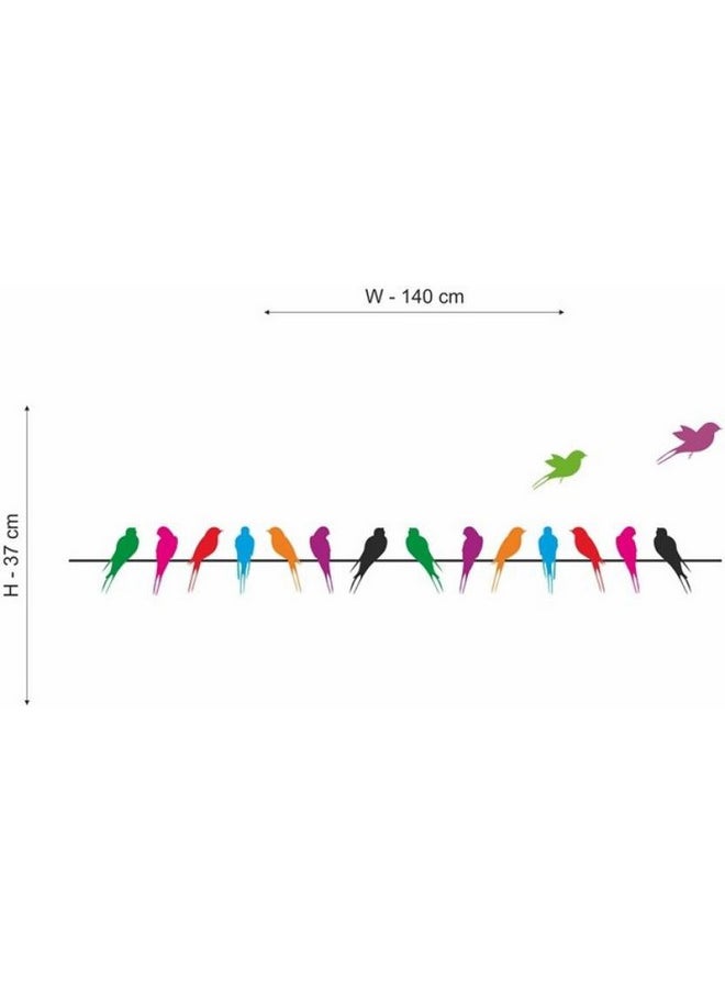Decals Design Decals Design 'Colourful Birds with Long Tail on Wire' Wall Sticker (PVC Vinyl, 70 cm x 25 cm, Multicolour)  - Image 2