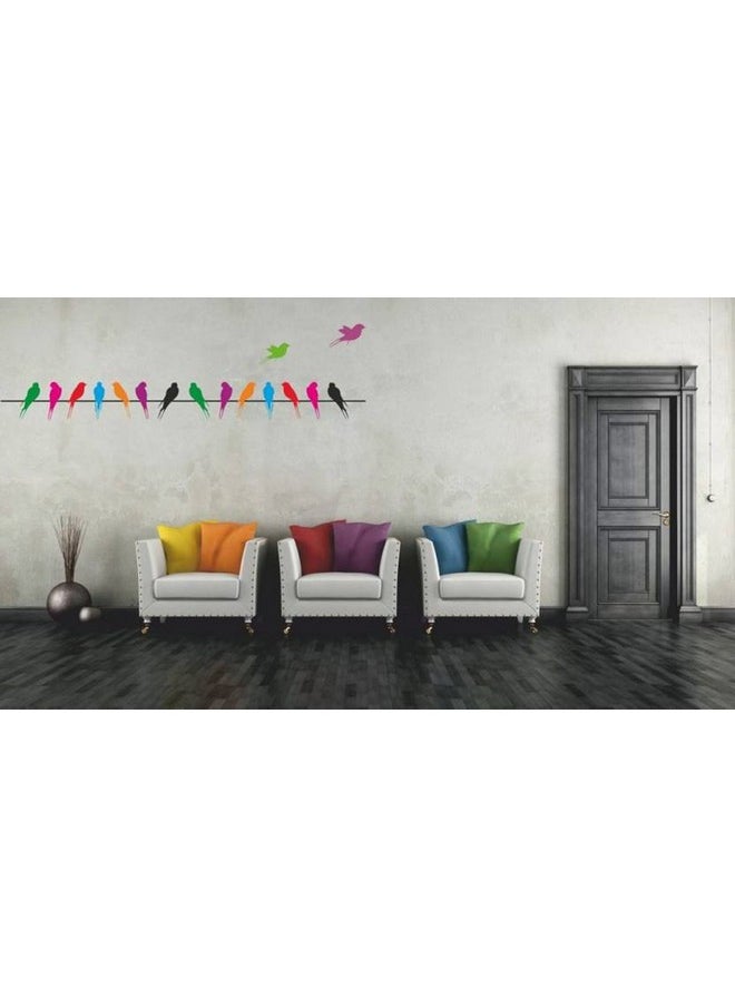 Decals Design Decals Design 'Colourful Birds with Long Tail on Wire' Wall Sticker (PVC Vinyl, 70 cm x 25 cm, Multicolour)  - Image 4