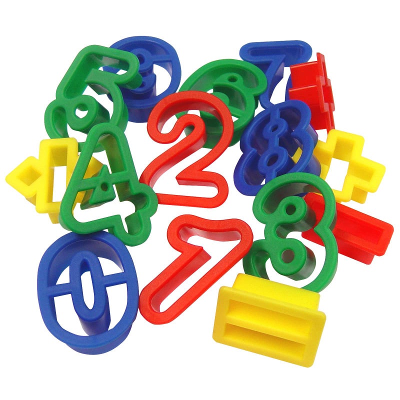 Major Brushes 15 Plastic Numbers and Math Symbols Play Dough  Cookie Cutter Shapes