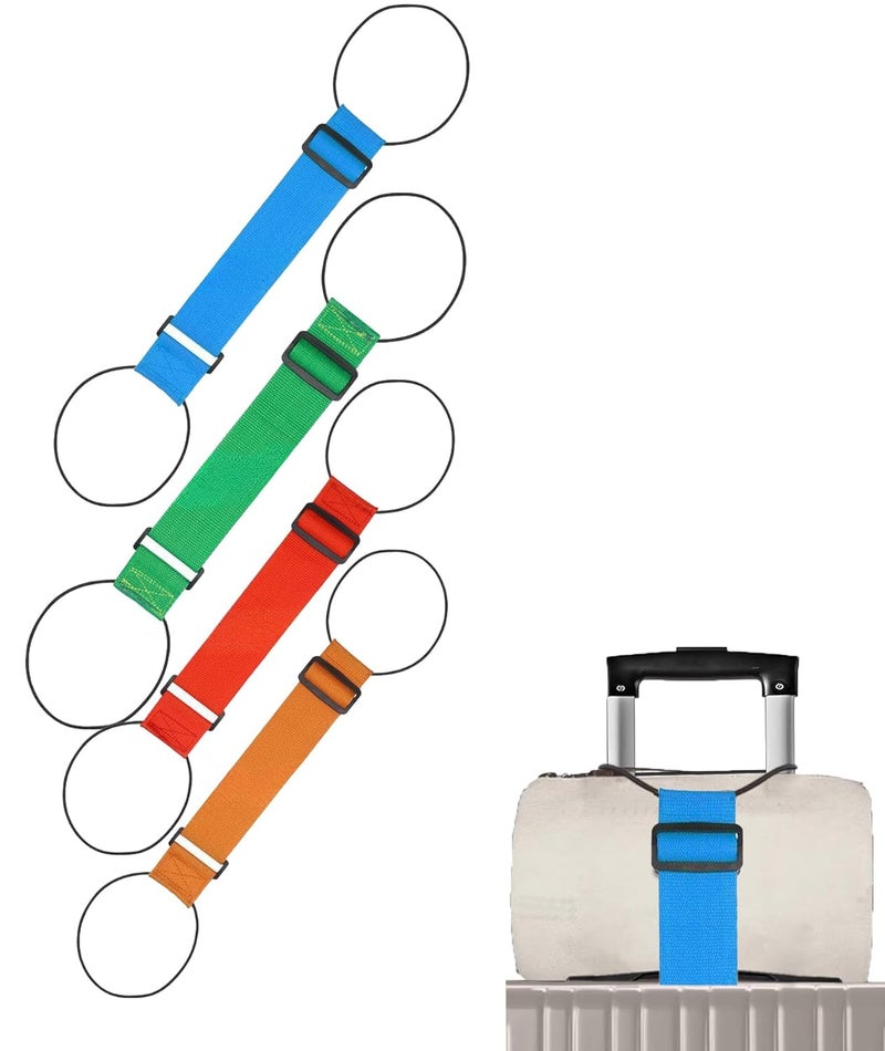 BdelrinQue 4 Pcs Luggage Straps for Suitcases, Adjustable Luggage Straps, Suitcase Bag Straps for Travel, Secure Suitcase Belts (Red, Orange, Blue, Green) for Easy Identification - Image 1