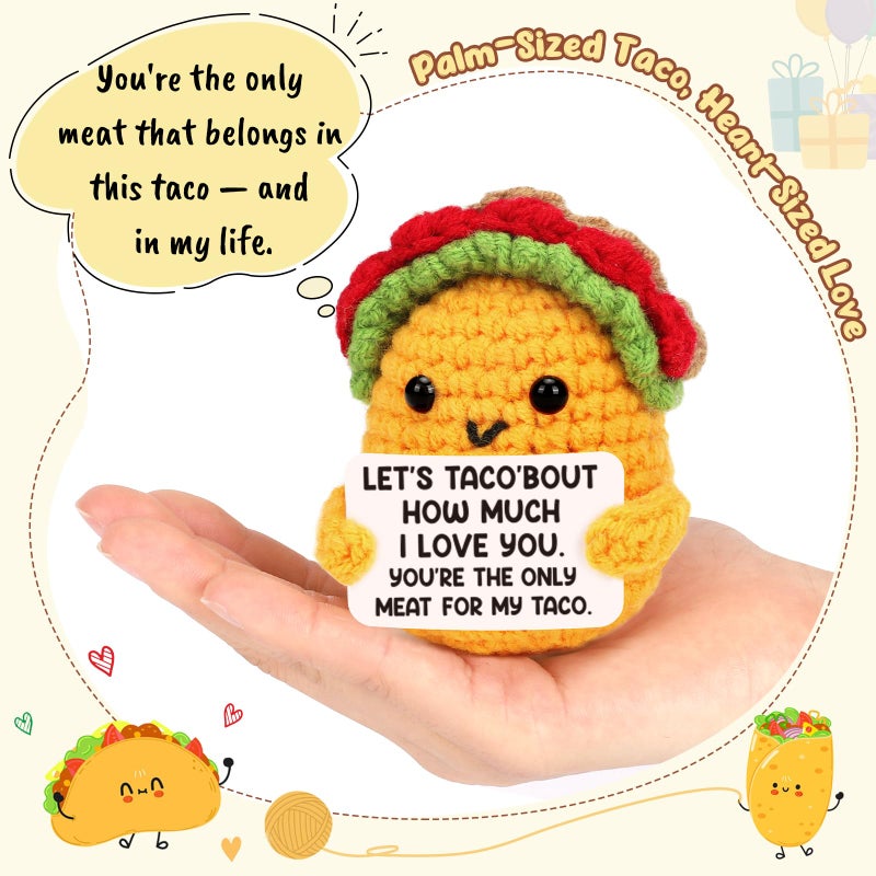 Jettryran Gifts for her Him Boyfriend Girlfriend I Love You Birthday Anniversary Small Gifts for Men Women Wife Husband Easter Basket Stuffers Valentines Engagement Wedding Gift Ideas for Couples Taco Crochet - Image 5