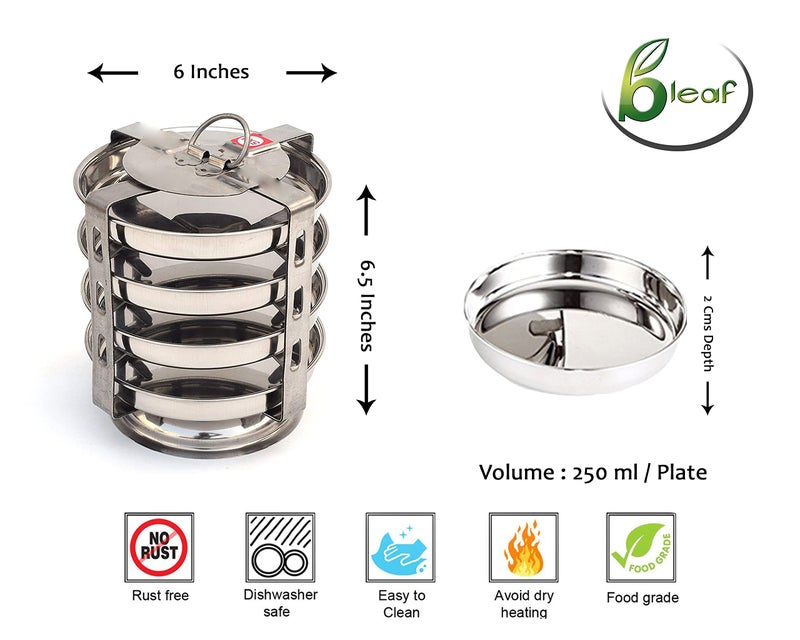 BLeaf Stainless Steel - 4 Plate Thatte Idli Stand Dhokla Maker (4 Plate-4 Idli). - Image 4