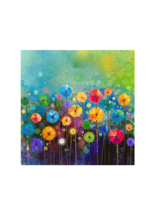 RYN Abstract Floral Watercolor Painting Mdf Wall Art Multicolour 30x30centimeter - Image 1