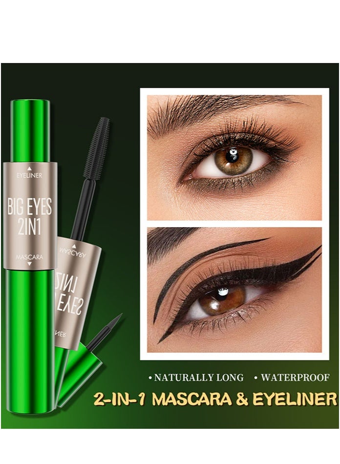 Two-In-One Long And Thickening Mascara With A Double-Ended Design, Natural And Smooth Without Smudging, Cross-Border Makeup Eyeliner Liquid For Curling And Lifting. - Image 2