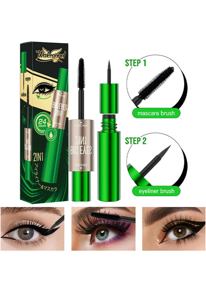 Two-In-One Long And Thickening Mascara With A Double-Ended Design, Natural And Smooth Without Smudging, Cross-Border Makeup Eyeliner Liquid For Curling And Lifting. - Image 4