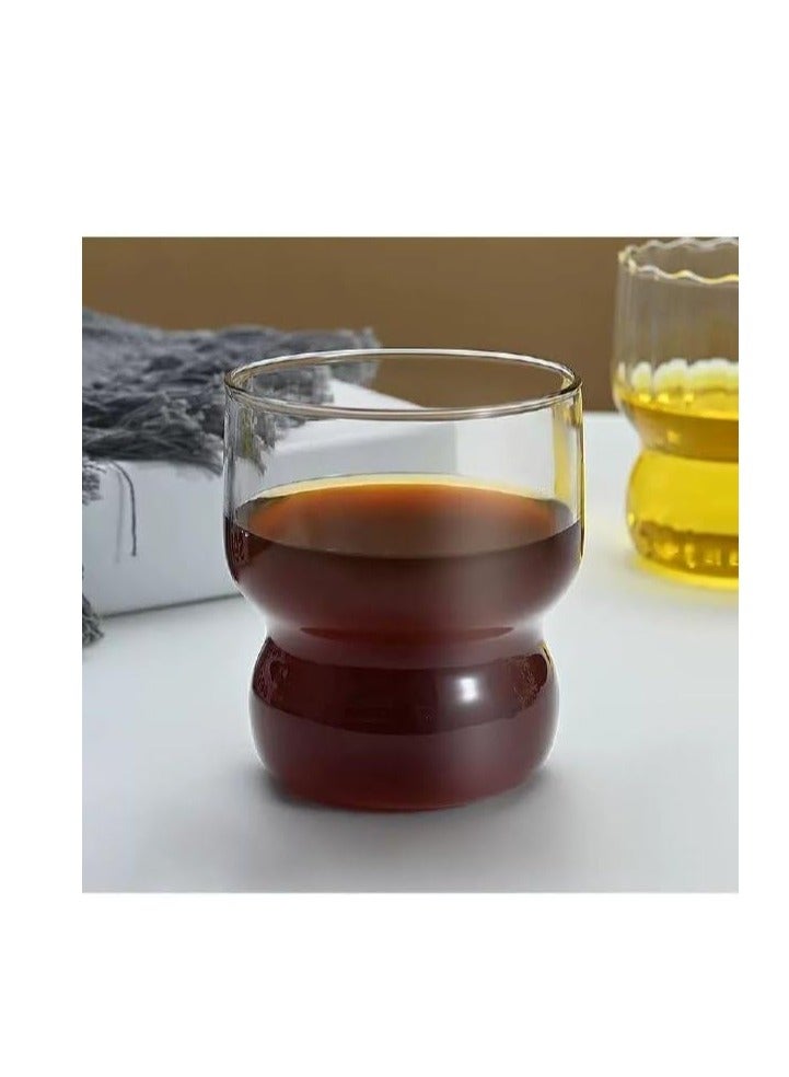 Spaceshoop Ribbed Glass Cups, Creative Wavy Drinking Glasses Vintage Ribbed Glassware, Ribbed Glass Cup Glassware Creative legant  - Image 2
