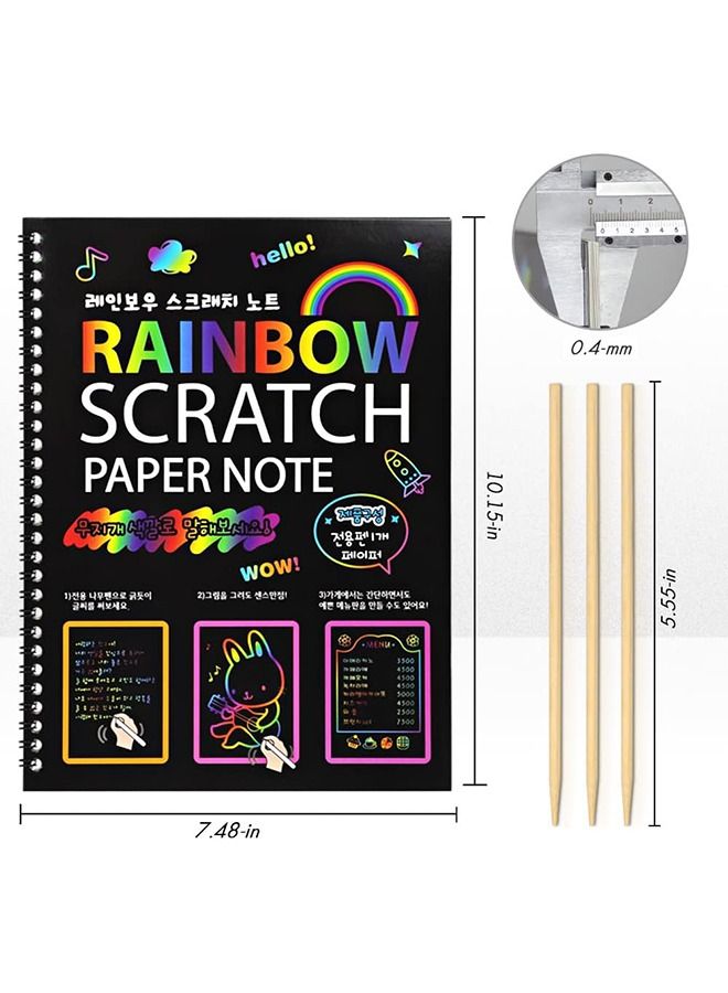 YelaJoy 8 Pack Scratch Arts Drawing Notebook Paper for Kids Art Supplies, Large Rainbow Scratch and Sketch Books Set for Kids Party Favors - Image 3