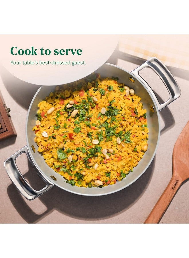 Ember Cookware أواني الطهي إمبر أركيلا سيراميك غير لاصق كاداي 24 سم | غطاء معدني | مقابض من الفولاذ المقاوم للصدأ | 1x ملعقة مسطحة | آمنة للاستخدام على الحث | غير سامة | مقلاة عميقة | خالية من PFAS و PTFE | سلسلة كابري | تيراكوتا - Image 5