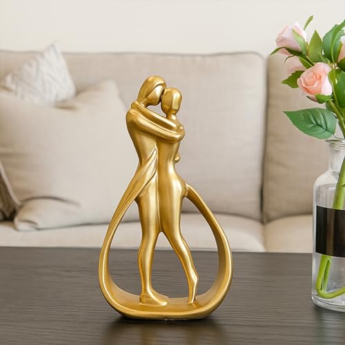 Ekhasa Nostrae Resin Cute Couples Show Pieces for Home Decor Bed Room Decorative Items | Romantic Love Showpieces Gift Item for Anniversary Valentines Day | Tv Shelf Office Living Room Figurines - Image 1