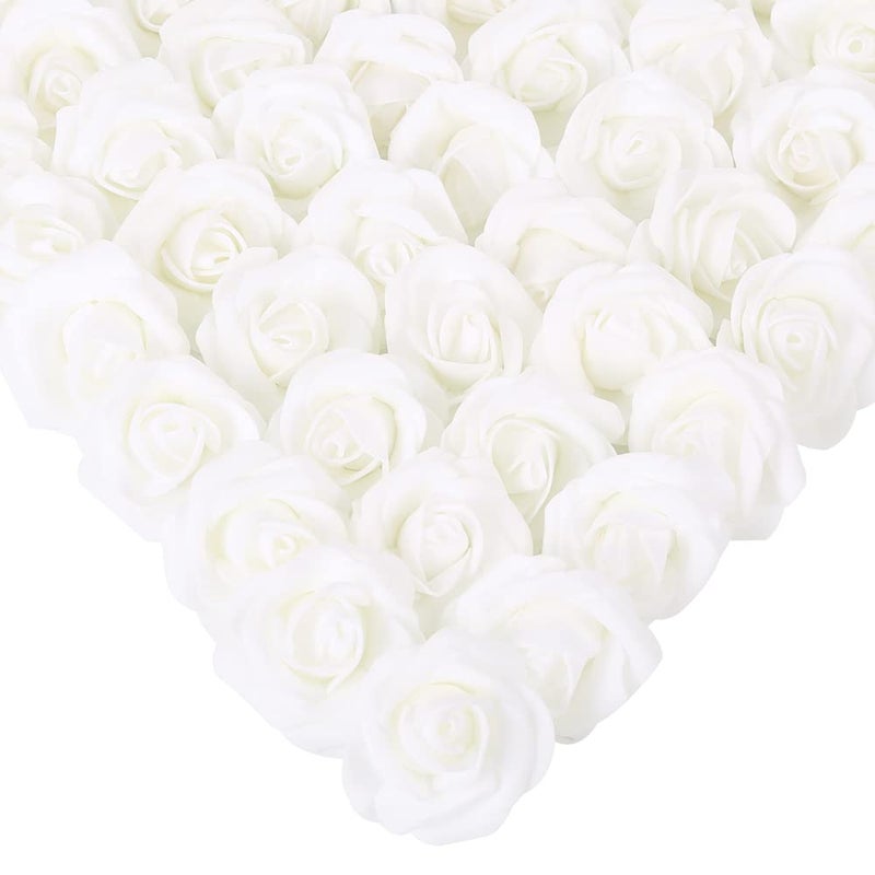 Stemless Roses 200 Pcs White Artificial Rose Heads  197in Perfect for DIY Craft Wedding Bouquet Party Decoration