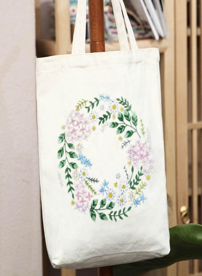 YANGSHINE Canvas Tote Bag Embroidery Kit with Pattern, Cross Stitch Kits for Beginners, Adults Arts Crafts Needlepoint Kit Include Embroidery Bag, Hoop and Instruction (Beige Bag, Flower) - Image 3