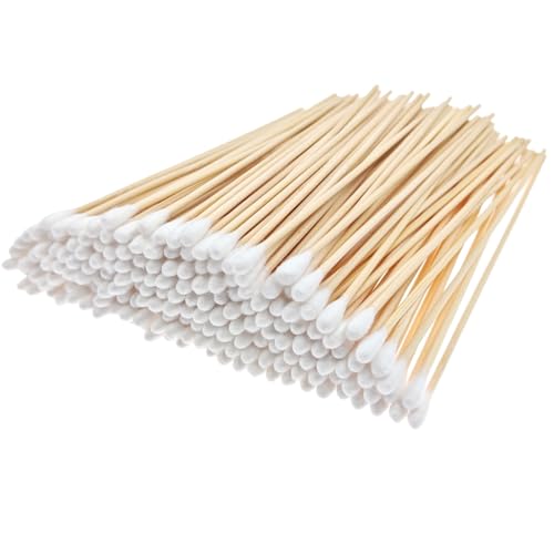 RIKWOG 200 Pcs Cotton Swabs, 6 Inch Long Ear Buds with Extra Long Wooden Handle Ear Picks for Cleaning, Jewelry, Polishing, Makeup, Dogs - Image 1