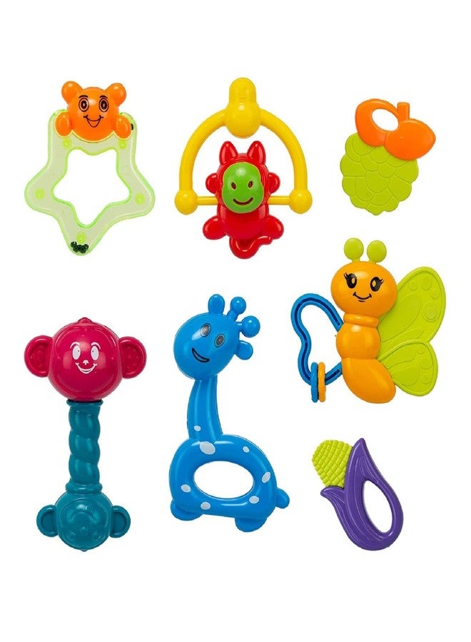 Mummy Please Baby Teething Rattle Toy, BPA Free, Silicone Loops with Rattling Sound, Multicoloured (Pack of 7 Combo) - Image 1