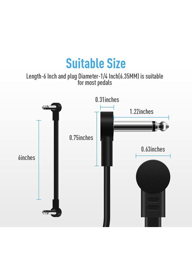 SONICAKE 6 Inch Patch Cable for Guitar Effect Pedal Cables Black (6 Pack) - Image 2