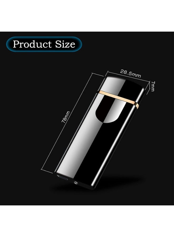 USB Rechargeable Electric Lighter, Windproof Flameless Design, Touch Sensor, Battery Indicator, Portable (Black) - Image 4