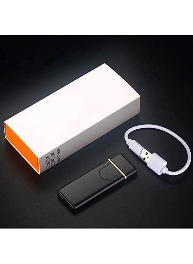 USB Rechargeable Electric Lighter, Windproof Flameless Design, Touch Sensor, Battery Indicator, Portable (Black) - Image 3