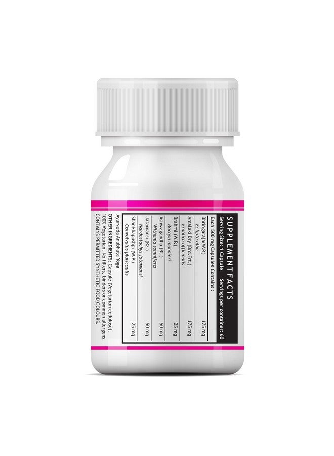 Inlife مكمل دعم الشعر INLIFE، بهرينجراج، براهمي، أشواغاندا وأعشاب أيورفيدا أخرى 500 ملغ - 60 كبسولة نباتية (عبوة من 1، 60) - Image 4