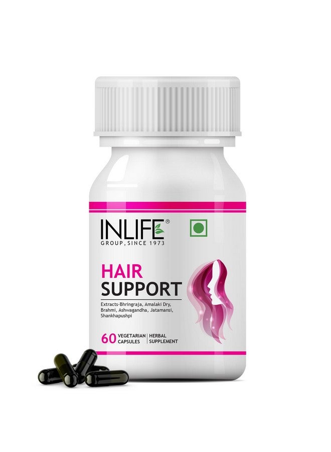 Inlife مكمل دعم الشعر INLIFE، بهرينجراج، براهمي، أشواغاندا وأعشاب أيورفيدا أخرى 500 ملغ - 60 كبسولة نباتية (عبوة من 1، 60) - Image 1