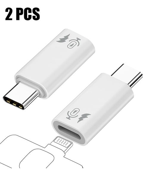 2 Pack USB C to Lightning Microphone Adapter, USB C Male to Lightning Female Adapter for Wireless Lavalier Microphone for iPhone 16/15 Plus Pro Max, iPad Pro/Air, Not for Headphone/Data (White)
