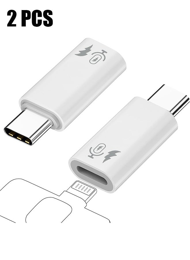 HY - 2 Pack USB C to Lightning Microphone Adapter, USB C Male to Lightning Female Adapter for Wireless Lavalier Microphone for iPhone 16/15 Plus Pro Max, iPad Pro/Air, Not for Headphone/Data (White) - Image 1