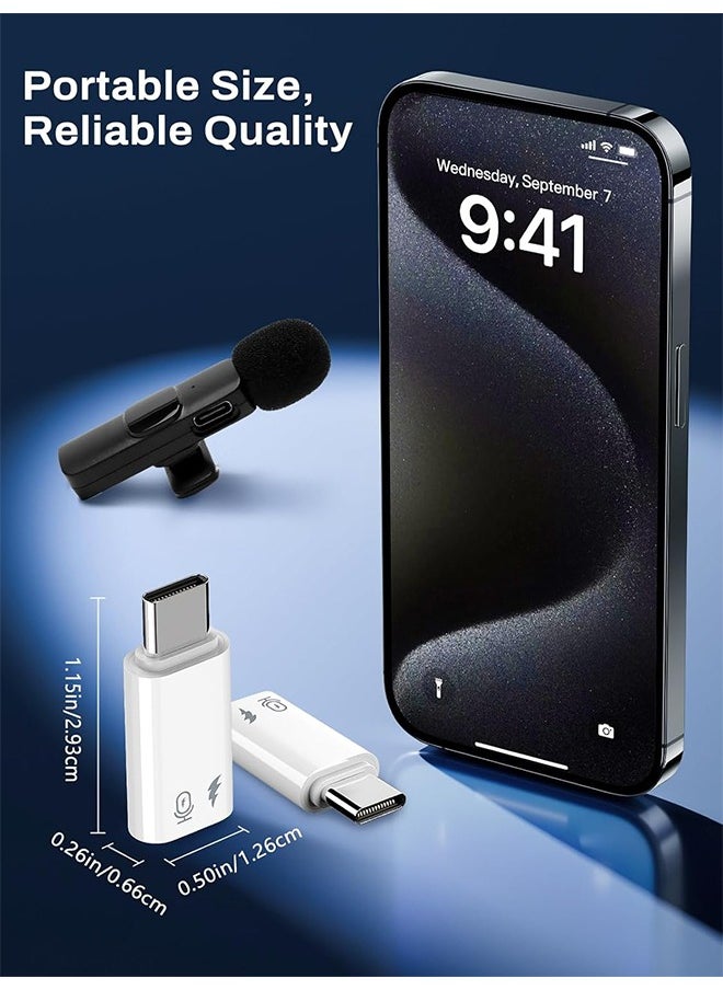 HY - 2 Pack USB C to Lightning Microphone Adapter, USB C Male to Lightning Female Adapter for Wireless Lavalier Microphone for iPhone 16/15 Plus Pro Max, iPad Pro/Air, Not for Headphone/Data (White) - Image 1
