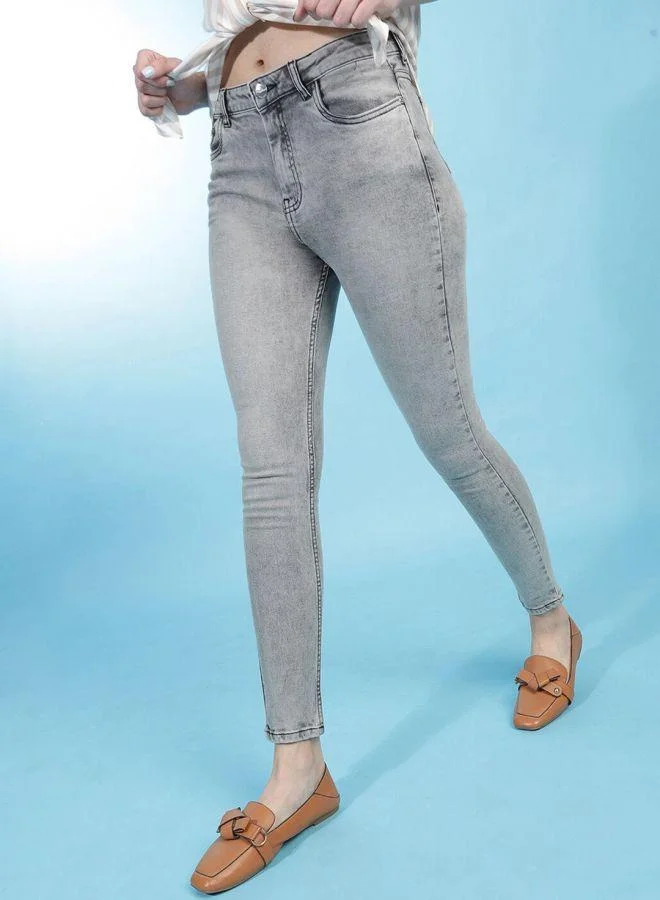 Freehand  Grey Slim Fit High-Rise Stretchable Jeans for Women | Best Price UAE
