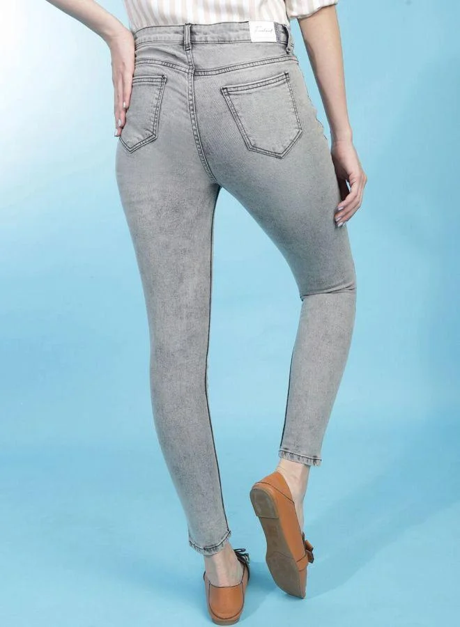 Freehand  Grey Slim Fit High-Rise Stretchable Jeans for Women | Best Price UAE
