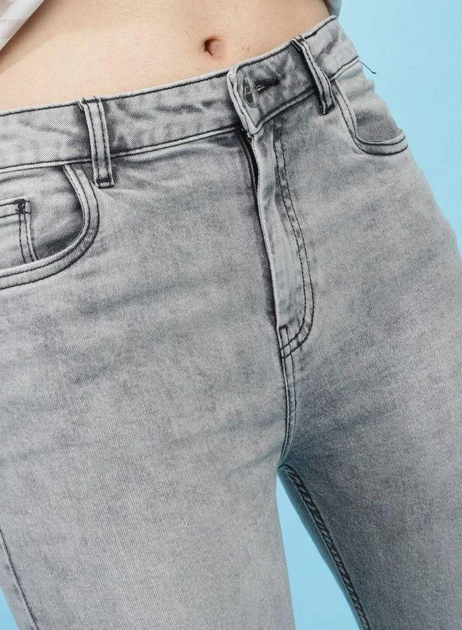 Freehand  Grey Slim Fit High-Rise Stretchable Jeans for Women | Best Price UAE
