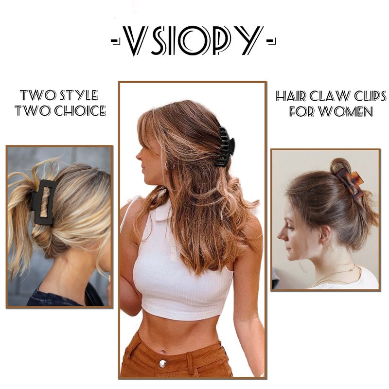 Vsiopy 6pcs Medium Large Matte Square Claw Hair Clips for Women: Versatile Styling for Thick & Thin Hair - Image 2