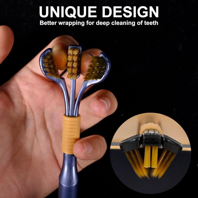 ZIPRON 3-Sided Soft Bristle Toothbrush Set for Adults - 4-Pack Medium Manual Toothbrushes for Deep Cleaning Teeth and Gum Care - Image 5