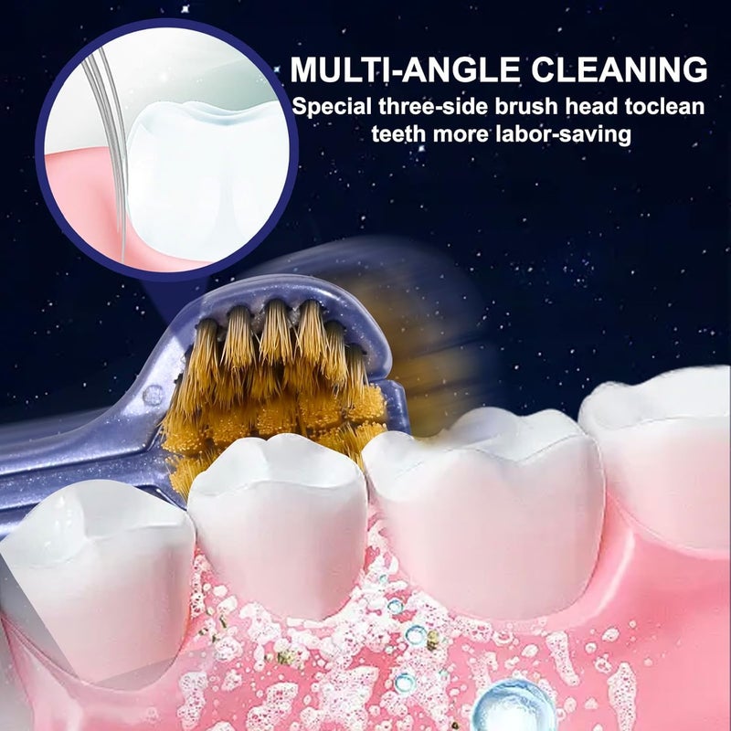 ZIPRON 3-Sided Soft Bristle Toothbrush Set for Adults - 4-Pack Medium Manual Toothbrushes for Deep Cleaning Teeth and Gum Care - Image 3
