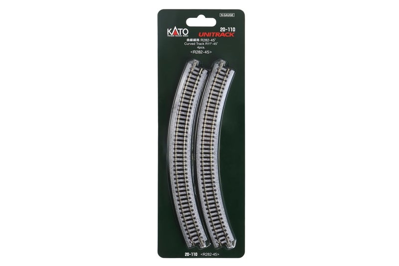 Kato USA Model Train Products Unitrack, 282mm (11") Radius 45-Degree Curve Track (4-Piece) - Image 4
