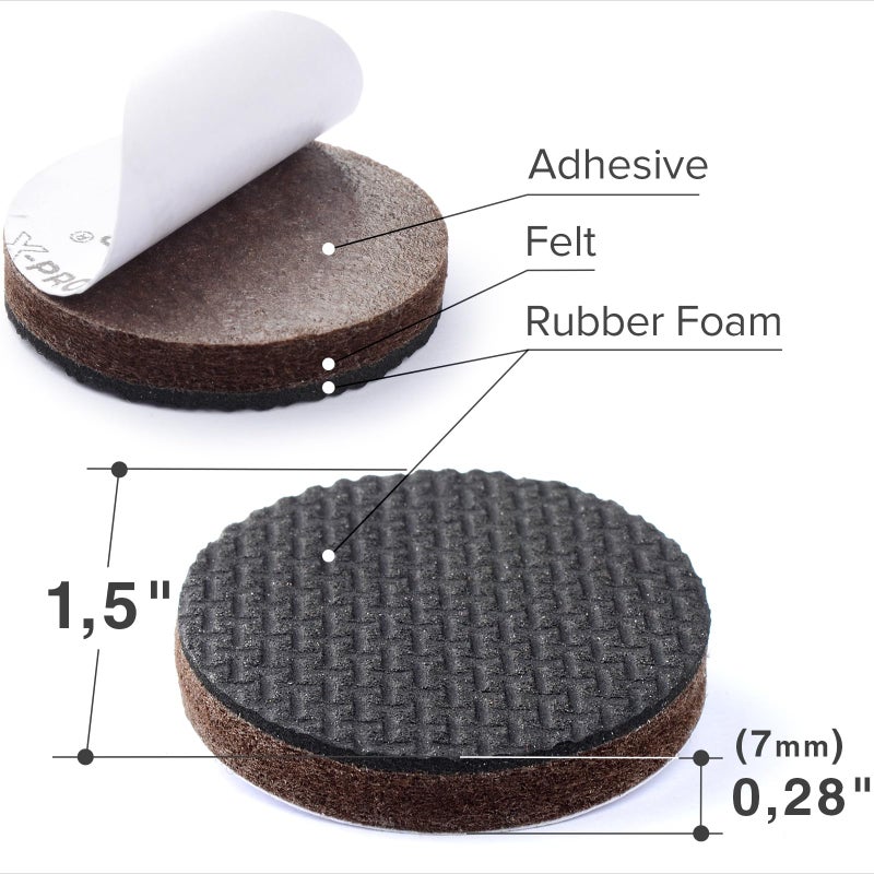 X-Protector Non Slip Furniture Pads X-Protector - 8 PCS 1 1/2â€ - Premium Furniture Grippers - Self-Adhesive Rubber Feet for Furniture - Keep Furniture in Place! - Image 3