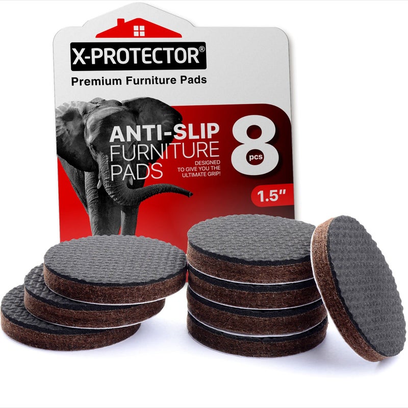 X-Protector Non Slip Furniture Pads X-Protector - 8 PCS 1 1/2â€ - Premium Furniture Grippers - Self-Adhesive Rubber Feet for Furniture - Keep Furniture in Place! - Image 1