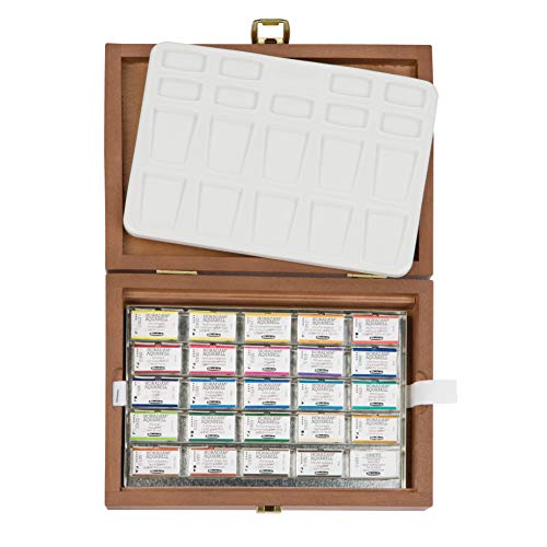 Schmincke - HORADAM® AQUARELL Premium color box with 24 finest watercolors, porcelain palette, 74524097, wooden box, 24 x 1/1 pans, Onetz - Image 5