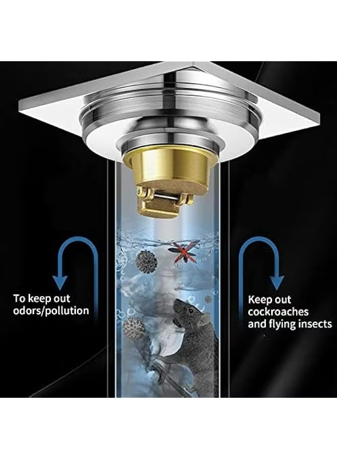 JAKTK Deodorant Drain Core, Brass Anti-Odor Sewer Plug with Backflow Preventer, Heavy Duty Floor Drain Strainer for Kitchen Bathroom Laundry Room - Image 4