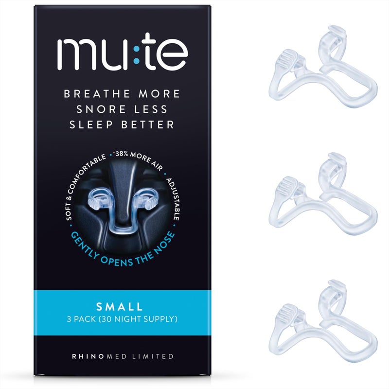 Rhinomed Mute by Rhinomed Nasal Dilator for Snore Reduction | Small 3pk | Increase Airflow | Anti Snoring Devices | Nasal Dilators for Sleeping | Internal Nasal Dilator | Snoring Solution | Transparent - Image 1