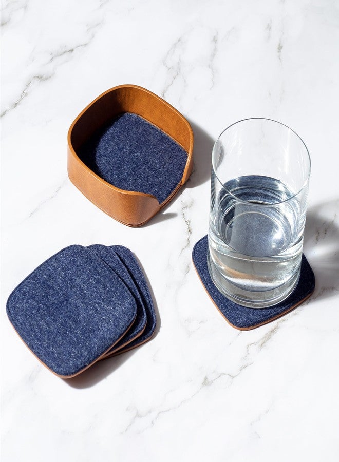 DailyObjects Squircle Felt Coaster Set of 4 (Blue) - Image 3