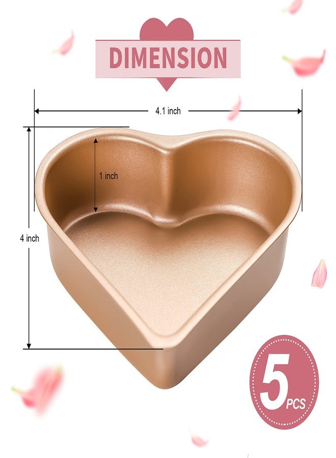 Yomvzake 5 Pack Mini Heart Shaped Cake Pan, Small Heart Brownie Muffin Cupcake Molds Mini Cake Tin Tray for Baking - Image 4